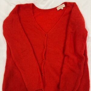 Sezane Barry Red V neck cardigan